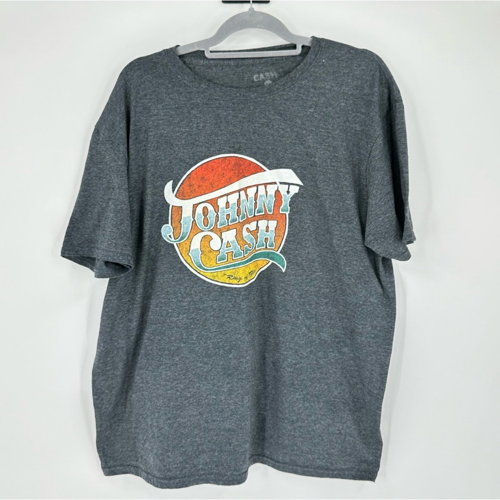 Johnny Cash Graphic T-shirt 2X Ring Of Fire Song Heather Gray Short Slee…